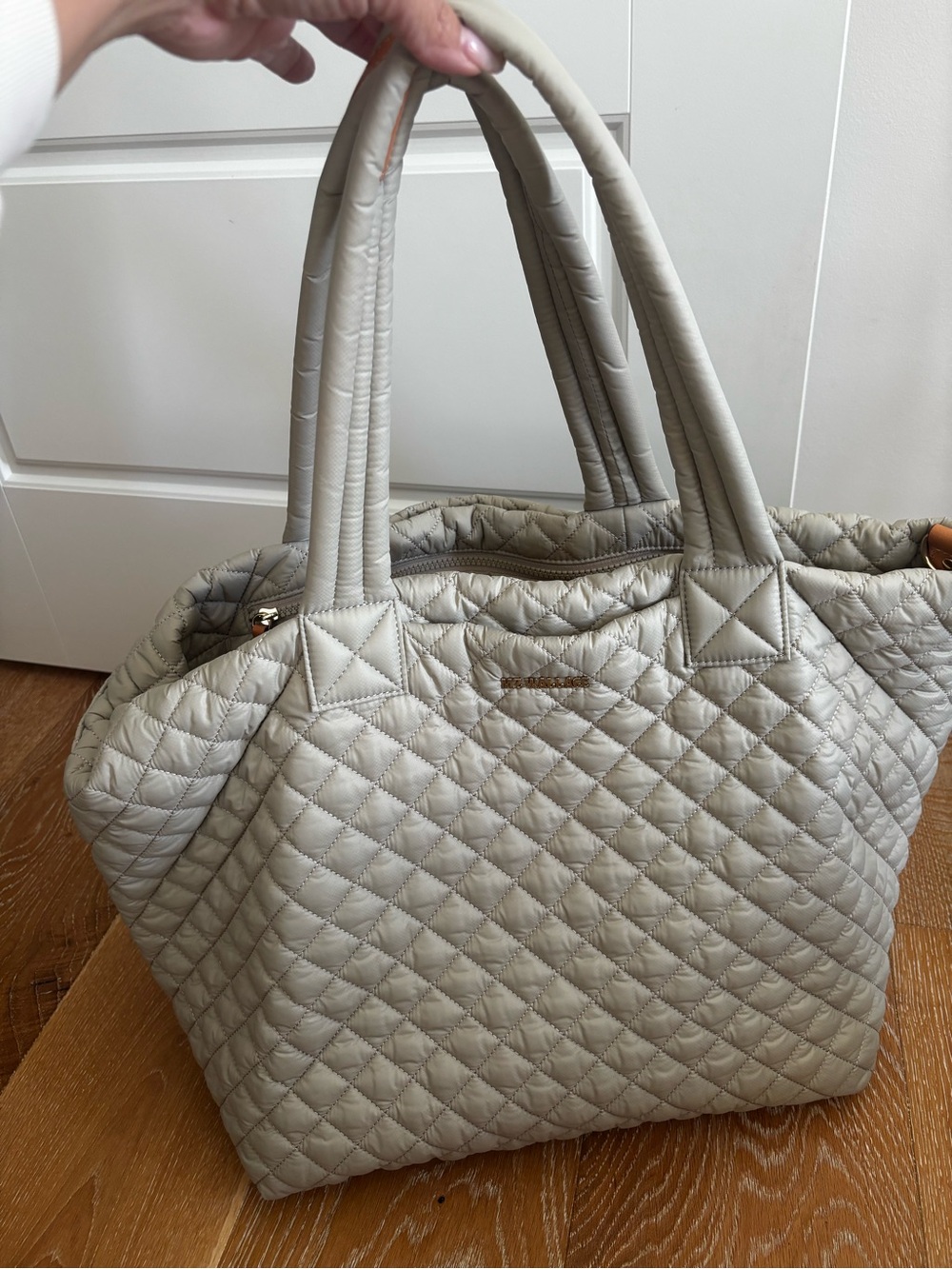 MZ Wallace Large Metro Quilted Tote in Cream